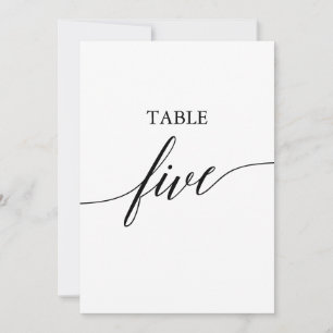 Elegant zwart 5x7 afdrukbare tafel nummer vijf kaart