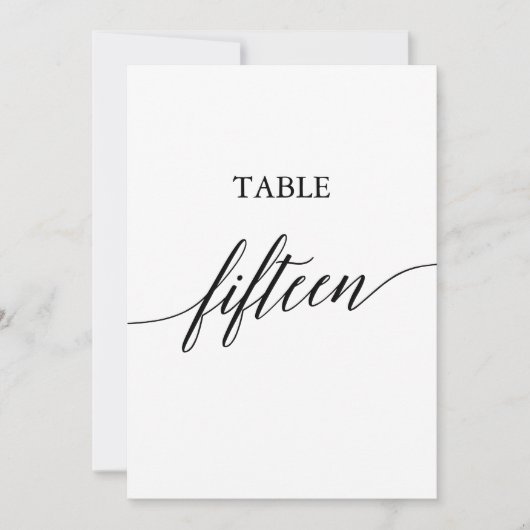 Elegant zwart 5x7 afdrukbare tafel nummer vijftien kaart (Voorkant)