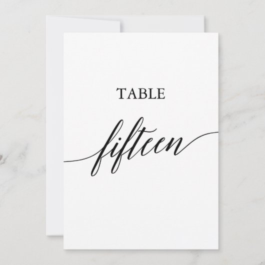 Elegant zwart 5x7 afdrukbare tafel nummer vijftien kaart (Achterkant)