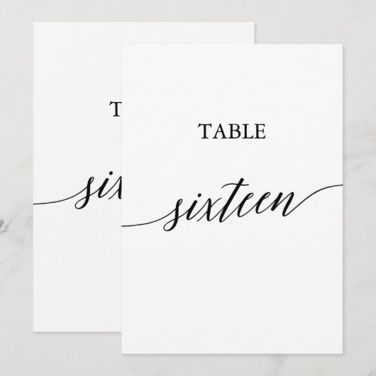 Elegant zwart 5x7 afdrukbare tafel nummer zestien kaart (Voorkant / Achterkant)
