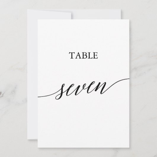 Elegant zwart 5x7 afdrukbare tafel nummer zeven kaart (Voorkant)