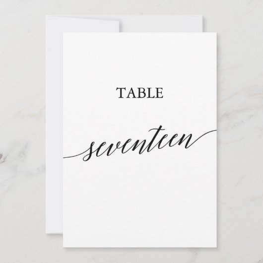 Elegant zwart 5x7 afdrukbare tafel nummer zeventie kaart (Voorkant)