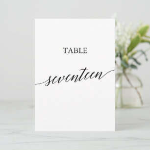 Elegant zwart 5x7 afdrukbare tafel nummer zeventie kaart