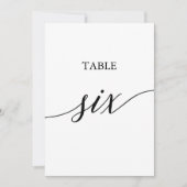 Elegant zwart 5x7 afdrukbare tafel zes tafel numme kaart (Voorkant)