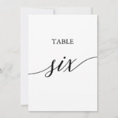 Elegant zwart 5x7 afdrukbare tafel zes tafel numme kaart (Achterkant)