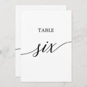 Elegant zwart 5x7 afdrukbare tafel zes tafel numme kaart (Voorkant / Achterkant)