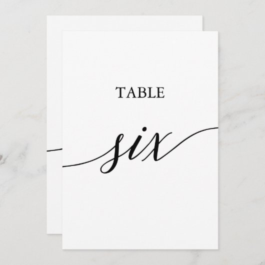 Elegant zwart 5x7 afdrukbare tafel zes tafel numme kaart (Voorkant / Achterkant)