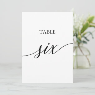 Elegant zwart 5x7 afdrukbare tafel zes tafel numme kaart
