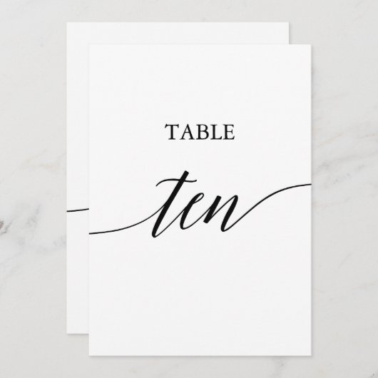 Elegant Zwart 5x7 Afdrukbare Tien Tafelnummer (Voorkant / Achterkant)
