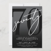 Elegant zwart 70ste verjaardagsfeestje kaart (Voorkant)