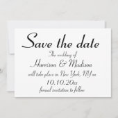 Elegant zwart aangepast script Calligraphy Wedding Save The Date (Voorkant)