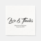 Elegant zwart aangepast script Love & Bedankt brui Servet (Voorkant)