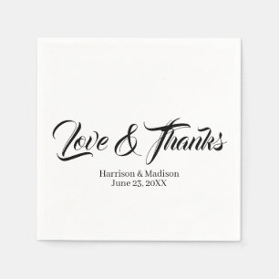 Elegant zwart aangepast script Love & Bedankt brui Servet