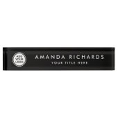 Elegant zwart aangepaste logo naambordje (Voorkant)