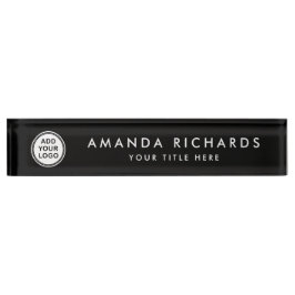 Elegant zwart aangepaste logo naambordje