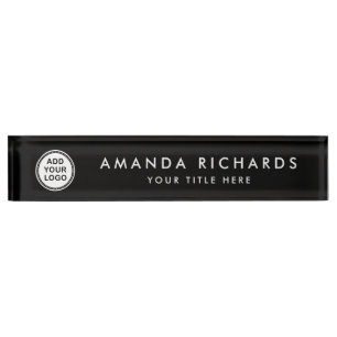 Elegant zwart aangepaste logo naambordje