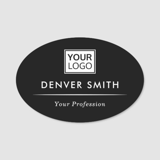 Elegant zwart aangepaste logo naamplaatje (Voorkant)