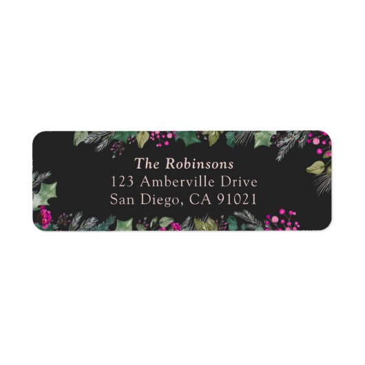 Elegant zwart adreslabel etiket (Voorkant)