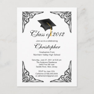 Elegant zwart Afstudeerder Pet Graduation Party In Uitnodiging Briefkaart