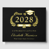 Elegant zwart afstudeerfeest gastenboek (Voorkant)