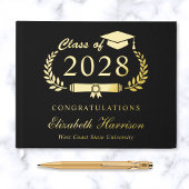 Elegant zwart afstudeerfeest gastenboek