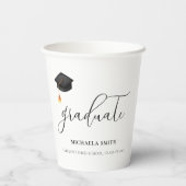 Elegant zwart afstudeerkapscript Afstuderen Papieren Bekers (Achterkant)