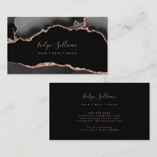 elegant zwart agaat visitekaartje (Voorkant / Achterkant)