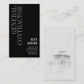 Elegant zwart algemeen aannemer visitekaartje (Voorkant / Achterkant)