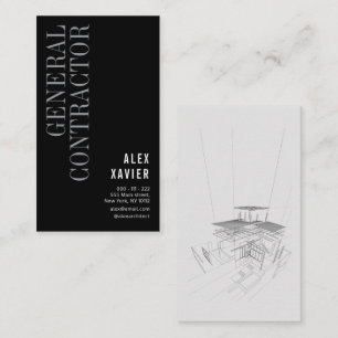 Elegant zwart algemeen aannemer visitekaartje