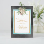 ELEGANT ZWART AQUA RELIËF BLOEMENMOTIEF Aangepaste RSVP Kaartje (Staand voorkant)