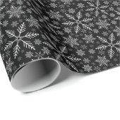 Elegant zwart aqua wit winter sneeuwvlok cadeaupapier (Rol Hoek)