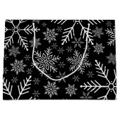 Elegant zwart aqua wit winter sneeuwvlok groot cadeauzakje (Voorkant)