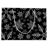 Elegant zwart aqua wit winter sneeuwvlok groot cadeauzakje (Achterkant)