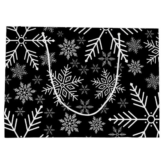 Elegant zwart aqua wit winter sneeuwvlok groot cadeauzakje (Achterkant)