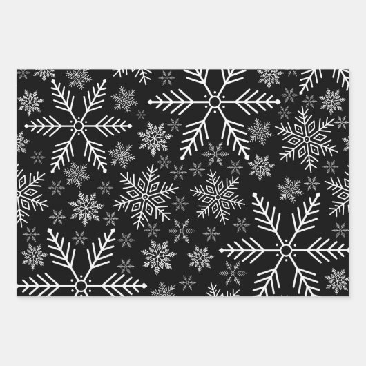 Elegant zwart aqua wit winter sneeuwvlok inpakpapier vel (Voorkant 3)