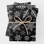 Elegant zwart aqua wit winter sneeuwvlok inpakpapier vel (In situ)