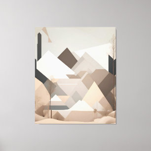 Elegant Zwart Beige Abstract Landschap Canvas Afdruk