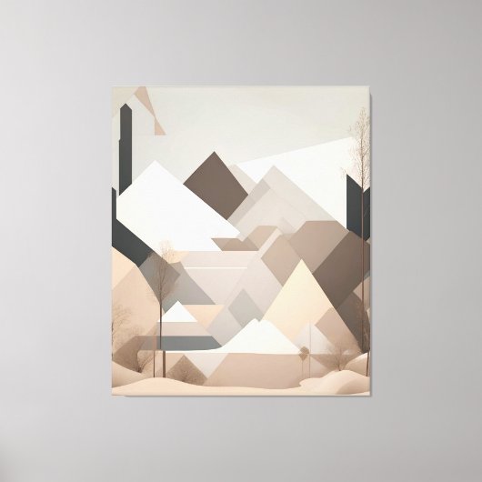Elegant Zwart Beige Abstract Landschap Canvas Afdruk (Voorkant)