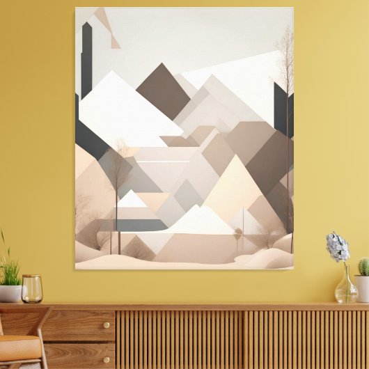 Elegant Zwart Beige Abstract Landschap Canvas Afdruk (Insitu (Woonkamer))