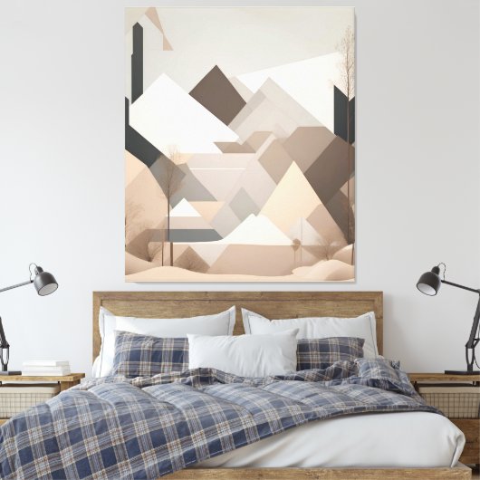 Elegant Zwart Beige Abstract Landschap Canvas Afdruk (Insitu (Slaapkamer))