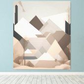 Elegant Zwart Beige Abstract Landschap Canvas Afdruk (Insitu (Houten vloer))