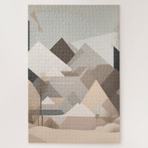 Elegant Zwart Beige Abstract Landschap Legpuzzel