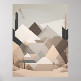 Elegant Zwart Beige Abstract Landschap Poster