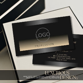 Elegant Zwart Beige Gradient en Logo Modern Visitekaartje