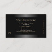 Elegant Zwart Beige Gradiënt en Monogram Modern Visitekaartje (Achterkant)