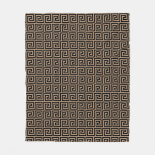 Elegant zwart & beige Grieks patroon Fleece Deken