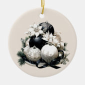 Elegant zwart beige ivoor kerst ornament (Voorkant)