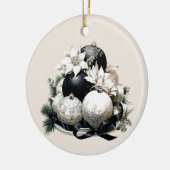 Elegant zwart beige ivoor kerst ornament (Links)