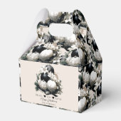 Elegant zwart beige ivoor kerst ornament bedankdoosjes (Voorkant Zijde)