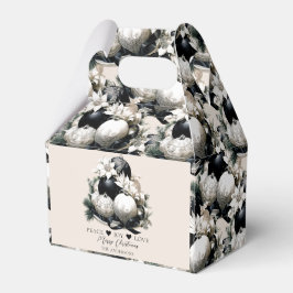 Elegant zwart beige ivoor kerst ornament bedankdoosjes